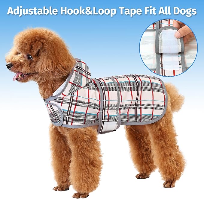 Dog Raincoat Hooded,Waterproof Rain Coat for Dogs with Adjustable Belly Strap,Reflective Strips, Lightweight Slicker Poncho Rain Jacket for Small Medium Large Dogs