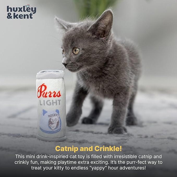 Huxley & Kent Plush Cat Toy - Interactive Catnip Toy for Cats & Kittens - Soft Kitty Toy with Crinkle & Catnip - Fun Indoor Play Toy - Purrs Light