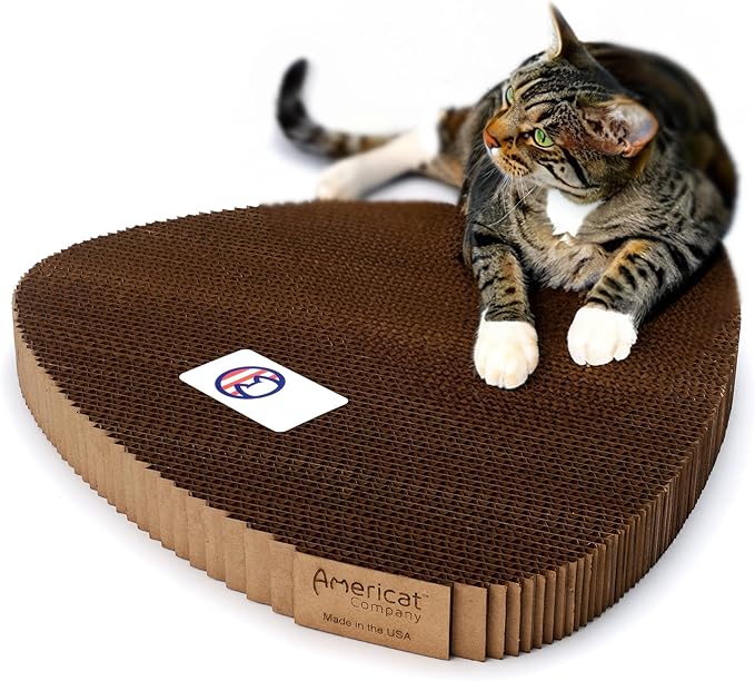 Cat Scratcher by Americat – Made in USA Cardboard Scratching Pad & Lounger – X Large, 2-Sided, Heavy, No-Shedding, Long-Lasting (Corner)