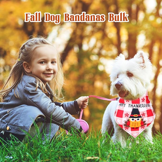 Kacctyen 200 Pcs Fall Dog Bandana Bulk for Groomers Triangle Bandana with Fall Maple Leaf Patterns Soft and Adjustable Holiday Kerchief Scarf for Small Medium Large Dogs Cats Pets Grooming