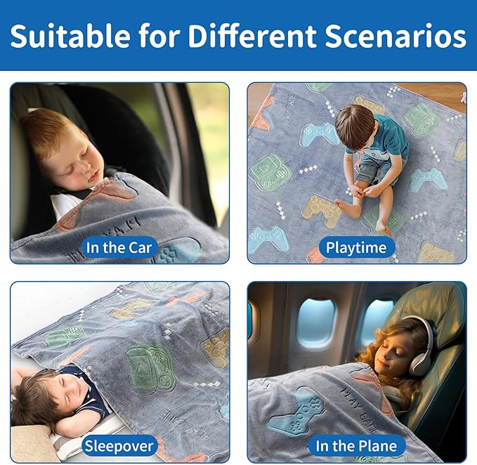 Glow in The Dark Gaming Blanket,Gamer Game Controller Gifts for Boys,Gift Toys for Kids Boys Teen Son Adult Gamepad Presents,Soft Blanket Gifts for Boy for Birthday Christmas Easter Gift, 50"x60"