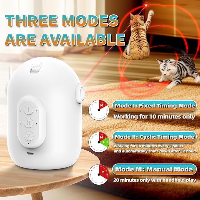 Laser Cat Toys for Indoor Cats, [2025 Newly Upgraded] Automatic Laser Pointer Interactive Cat Toys for Bored Indoor Adult Cats/Kittenes/Dogs, Real Trajectory Motion Activated Laser Cat Toy