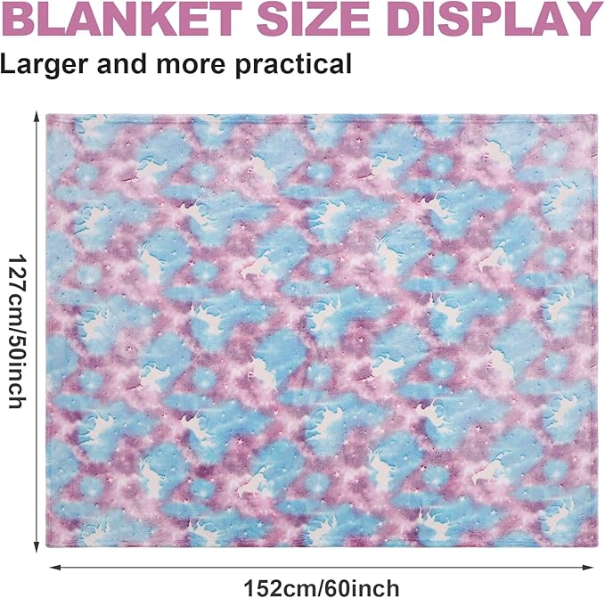 Glow in The Dark Blanket Unicorns Gifts for Girls,Unicorn Party Blankets,Luminous Girls Toys,Soft Kids Blankets,for 1-10 Year Old Girl Birthday Christmas Halloween Thanksgiving Easter Gifts,60 x 50in