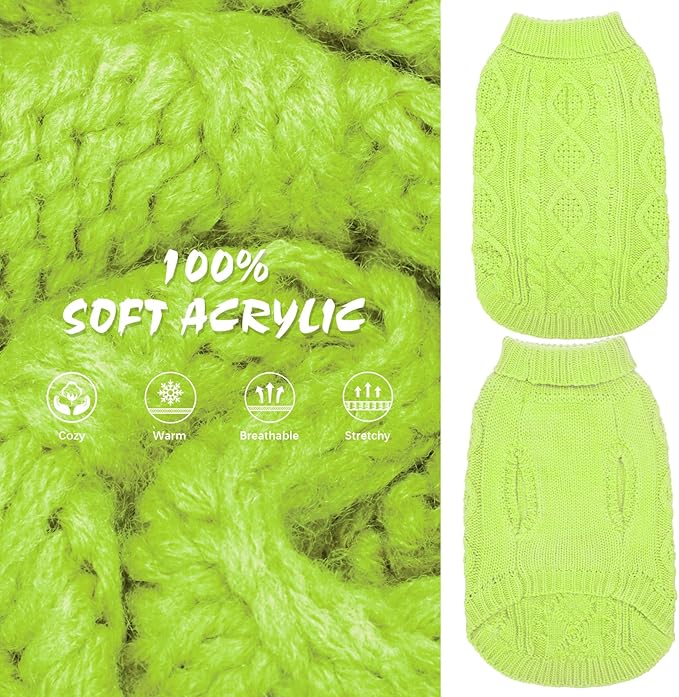 BINGPET Thermal Knitted Dog Sweater for Small Medium Large Dogs,Winter Dog Cat Coat Warm Sweartershirts Outfits,Classic Cable Knit Turtleneck Pullover Dog Jumper Coat Warm Sweartershirts