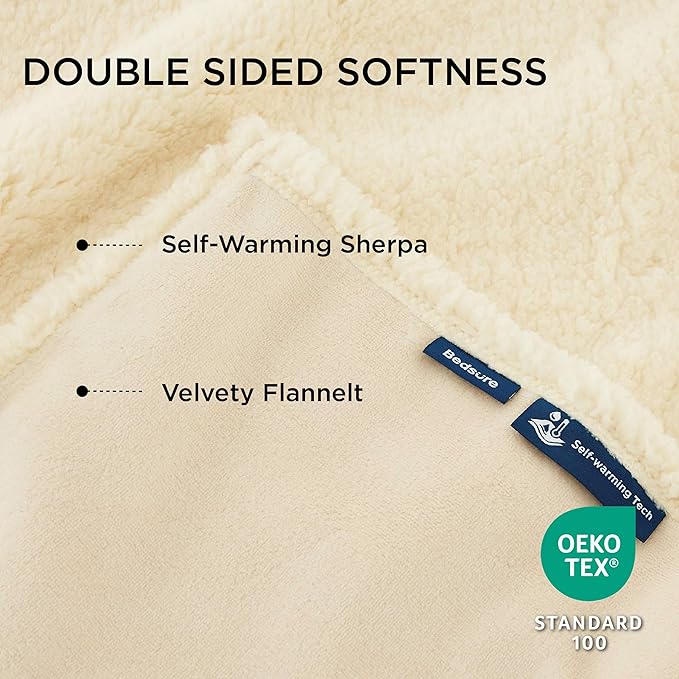 Bedsure Self Warming Blanket for Large Dogs - Waterproof, Washable Couch Protector, Sherpa Fleece Puppy Blanket, Soft Plush Reversible Throw, 40"X50", White
