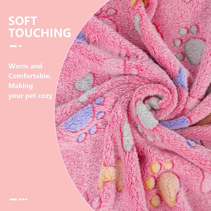 LeapSheep Pet Blankets for Dogs Cats - 3Pack Bone Pattern Super Soft Fluffy Dog Blankets for Small Medium Large Doggy Kitten (Bone, Small)