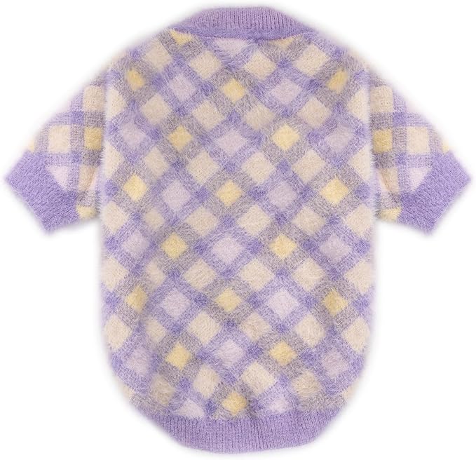 Dog Sweater - Warm Soft Pet Clothes for Puppy, Cat, Dogs - Medium Large, Girl or Boy - Winter Christmas (Purple, Large)