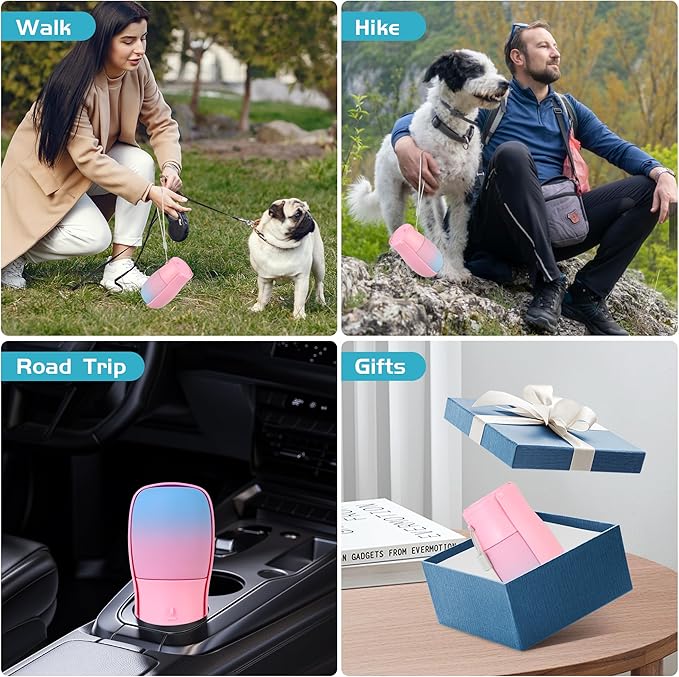 Dog Water Bottle, Travel Puppy Water Bowl, Leak Proof Portable Puppy Water Dispenser, Foldable Dog Water Bottle for for Pets Outdoor Walking, Hiking, Travel, Food Grade Plastic - 10oz Pink