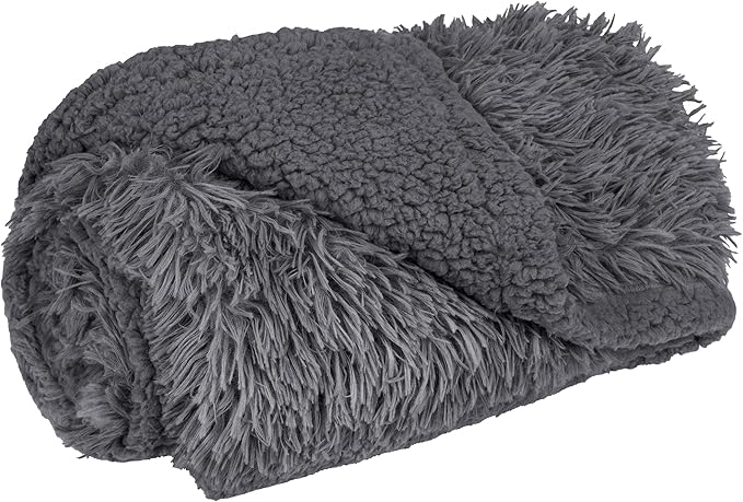 PetAmi Waterproof Dog Blanket for Small Medium Dogs, Calming Fleece Cat Blanket, Couch Protector Washable Sherpa Faux Fur Pet Throw for Puppy, Soft Reversible 29x40 Gray