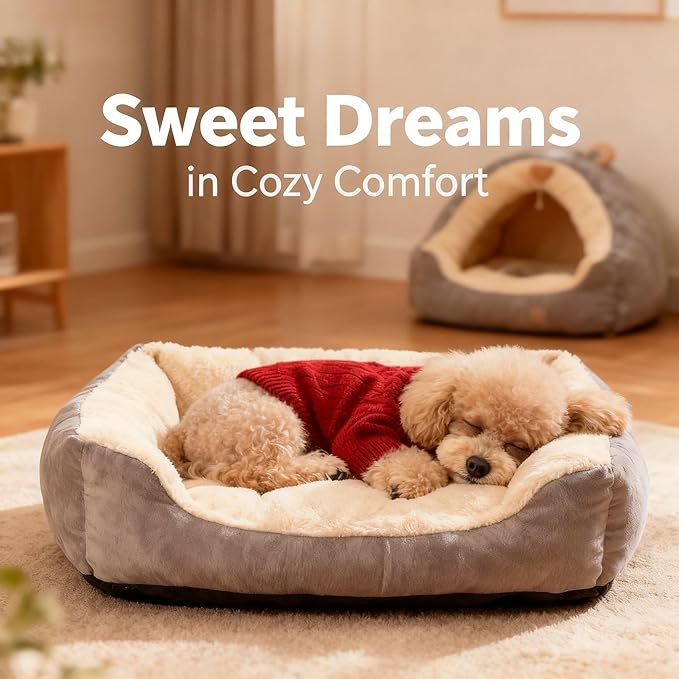 Small/Medium Dog Sweater, Warm Dog Winter Coat w/Sleeves, Comfortable High Neck Premium Dog Clothes for Mini Poodle-Best for Holidays, Daily Walks S Deep Red