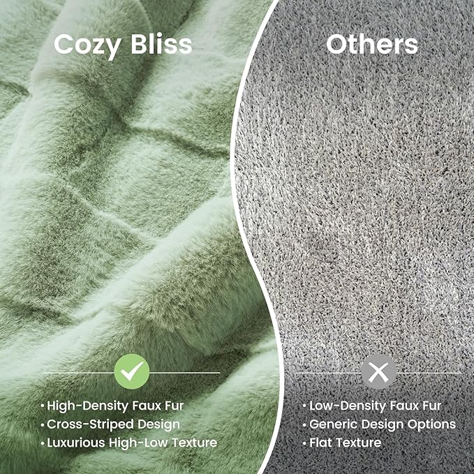 Cozy Bliss Fluffy Faux Fur Throw Blanket for Couch,Warm Cozy Soft Green Throw Blankets for Sofa Bed Living Room,50x60 Inches