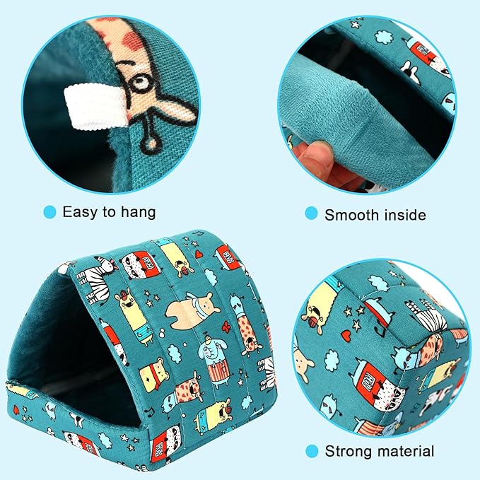 UPINS 2 Pack 9.8 inches Guinea Pig Bed, Guinea Pig Hideout Washable Small Animal House Cage Accessories for Dwarf Rabbits Chinchillas Hamsters Hedgehogs Ferrets Bearded Dragons and Rats