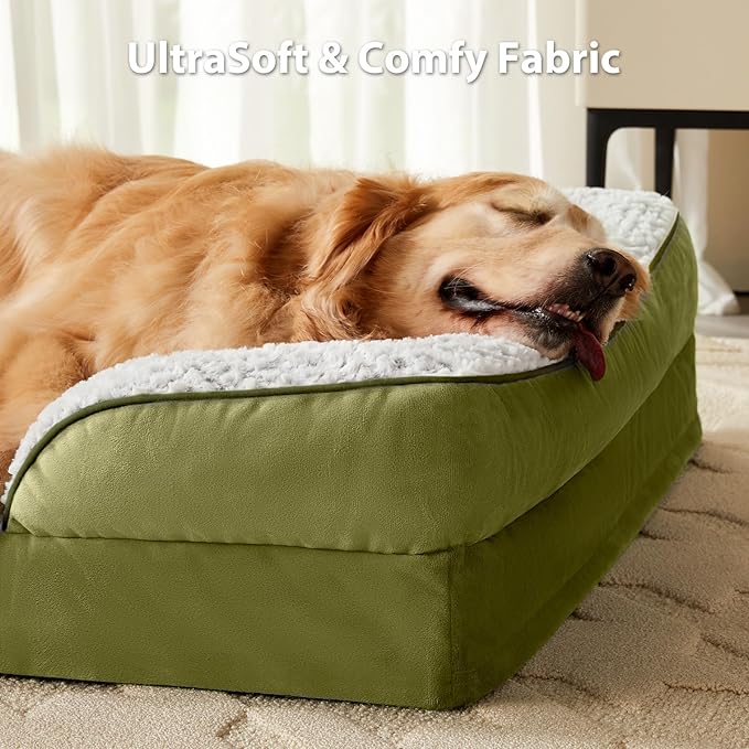 Orthopedic Dog Bed for Extra Large Dogs, Egg Crate Foam Bed for Extra Large Dogs, Equipped with Removable Waterproof Pillow Cover and Anti-Slip Bottom, Pet Bed