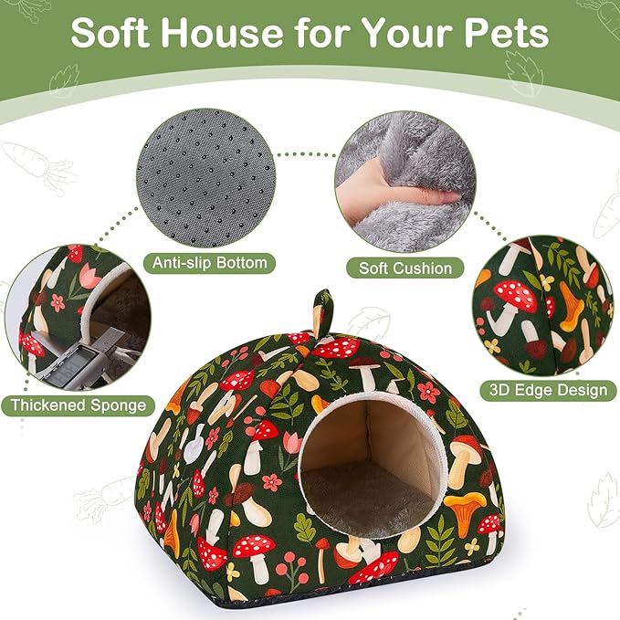 Glittme Guinea Pig Hideout 2Pack - Soft Pads, Washable, Non-Slip Bottom - Rabbit & Hamster Hideout, Ferret Accessories