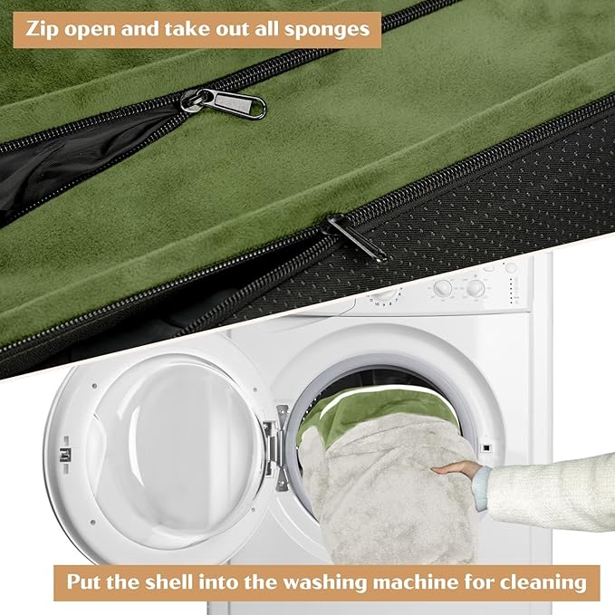 Comfort Expression Orthopedic Dog Bed for Small Dogs 24x16 Inch, Waterproof Supportive Egg Crate Foam Small Pet Bed with Removable Bolster, Dog Couch with Washable Cover & Non-Slip Bottom, Light Green