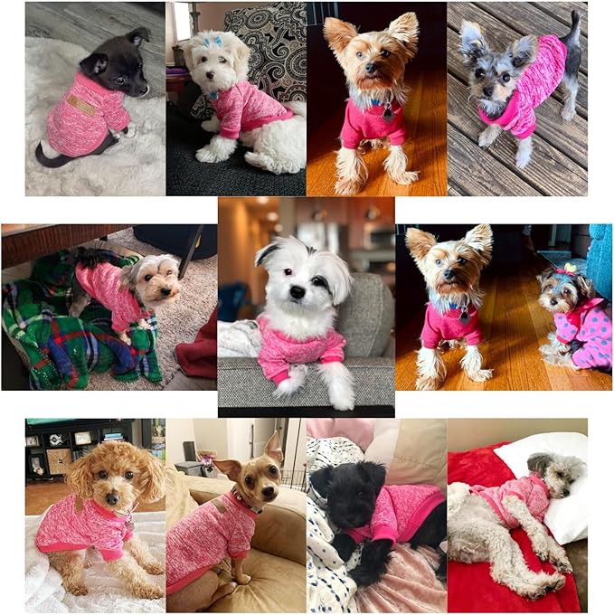 Jecikelon Dog Clothes Dogs Sweater Soft Puppies Clothing Winter Puppy Sweaters Warm Outfit for Dogs Small XXS XS Cat Apparel (Rose red, XXS)