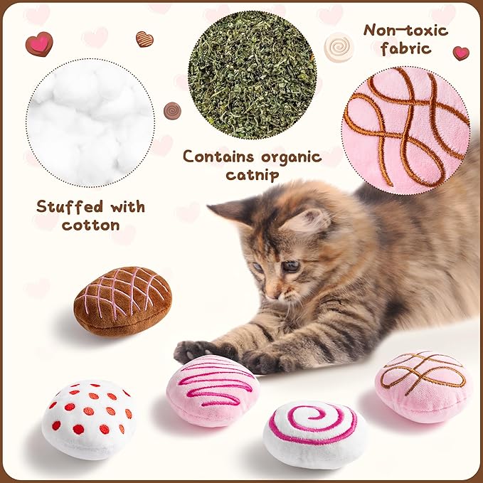 MALLMALL6 Catnip Toys for Cat - 5Pcs Chocolate Truffles Catmint Interactive Teething Chew Kick Cat Toy for Indoor Kitten, Soft Candy Pet Supplies, Pet Birthday Gifts for Kitten Lover