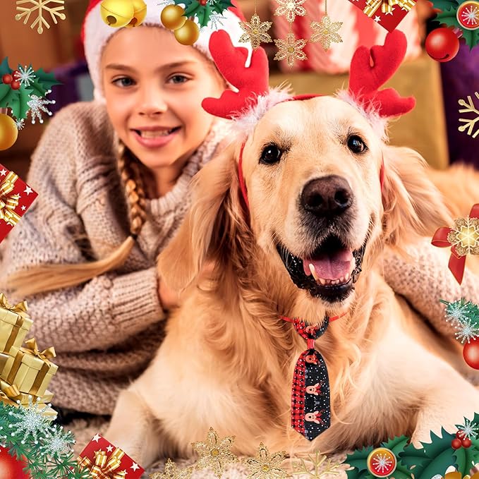 Eccliy 50 Pcs Christmas Dog Bow Ties for Dogs Christmas Dog Bows Adjustable Cat Bow Ties Neckties Set Santa Claus Christmas Tree Dog Bowties Pet Bow Ties Collar for Christmas Dogs Cat Decoration