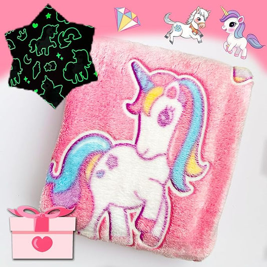 Best Gift Halloween Unicorns Gifts Glow in The Dark Blanket Unicorns Gifts for Girls,Toys for 2 3 4 5 6 7 8 9 10 Year Old Girl Gifts,Soft Kids Blankets for Birthday Valentines Best Gifts,50"x60" Pink