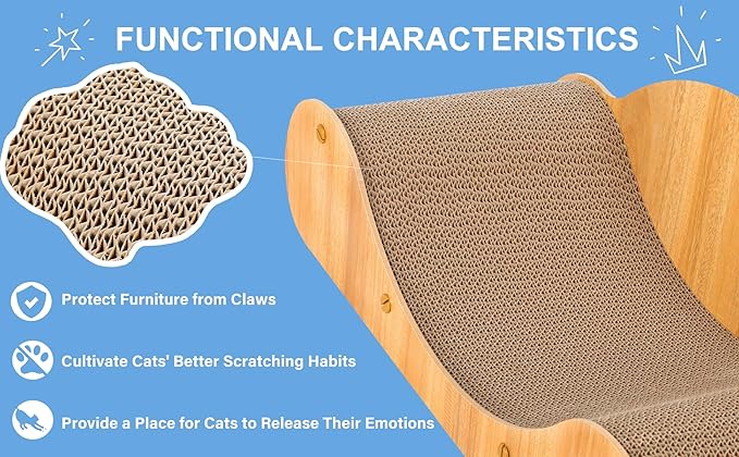 Cat Scratcher Cardboard, Scratching Pad House Bed Furniture Protector, Infinity Shape, Curved (Wood, Round Sofa)