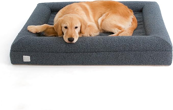 Luxury Boucle Orthopedic Memory Foam Dog Bed with Waterproof Liner and Machine Washable Cover with YKK Zippers (Large, 45" L x 36" W x 7" Th, Ocean Blue)