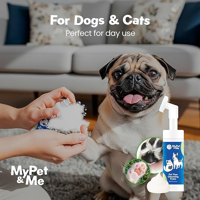 MyPet&Me - Dog Paw Cleaner - Foaming Cleanser for Easy Cleaning - No-Rinse Dog Paw Washer - Gentle Foot Cleaner for Dogs - Paw Wash for Small & Large Dogs - 4.05 oz