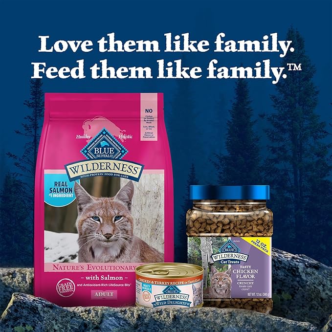 Blue Buffalo Wilderness Natural Adult Dry Cat Food, High-Protein and Grain-Free Diet, Supports Healthy Muscle Development and a Healthy Immune System, Salmon, 5-lb Bag
