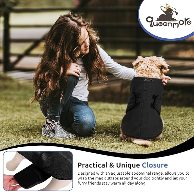 Queenmore XXL Dog Sweaters, Soft Fleece Vest Pullover Pet Jacket with Leash Hole, Warm Winter Dog Clothes Cold Weather Doggy Dachshund Sweater for Large Dogs Cats Boy or Girl (Black, XXL)