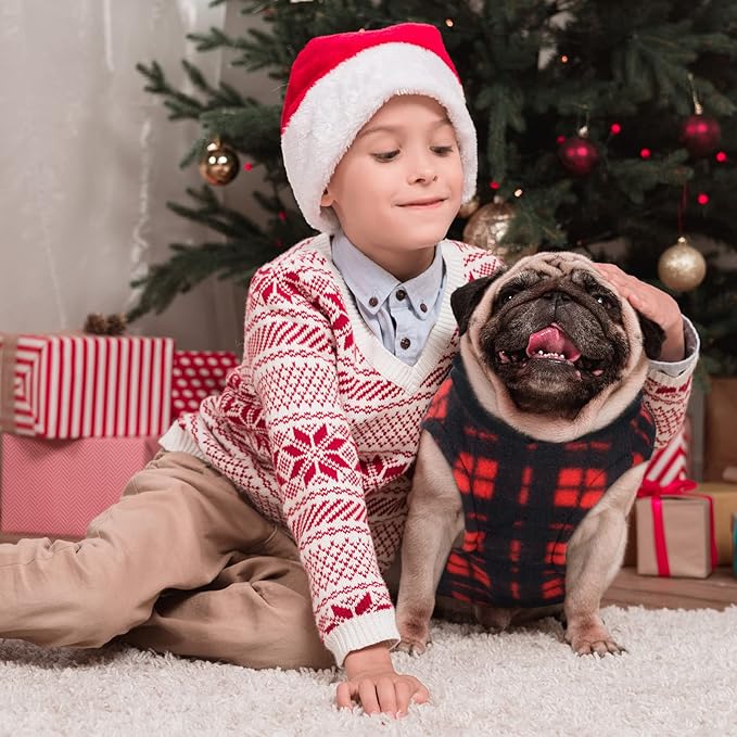 Reginary 10 Pack Medium Dog Sweaters Fleece Pet Dog Clothes with Leash Ring Soft Warm Winter Puppy Plaid Shirt(Stylish)