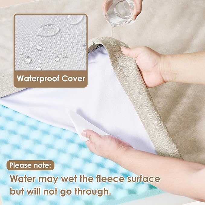 EHEYCIGA Waterproof Dog Bed Memory Foam 41x27, Orthopedic Dog Beds Mat for Extra Large Dogs with Removable Cover, Beige