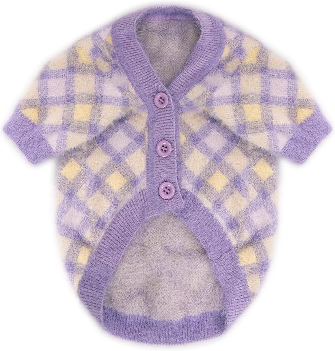 Dog Sweater - Warm Soft Pet Clothes for Puppy, Cat, Dogs - Medium Large, Girl or Boy - Winter Christmas (Purple, Large)