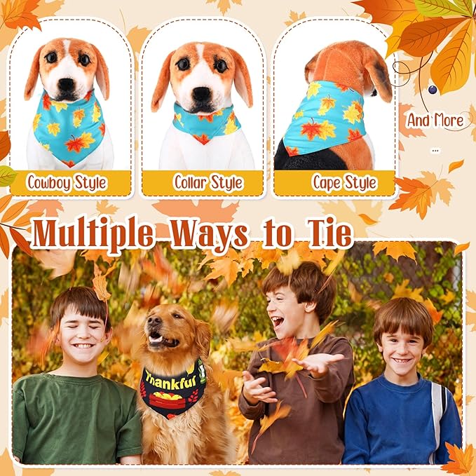 Kacctyen 200 Pcs Fall Dog Bandana Bulk for Groomers Triangle Bandana with Fall Maple Leaf Patterns Soft and Adjustable Holiday Kerchief Scarf for Small Medium Large Dogs Cats Pets Grooming