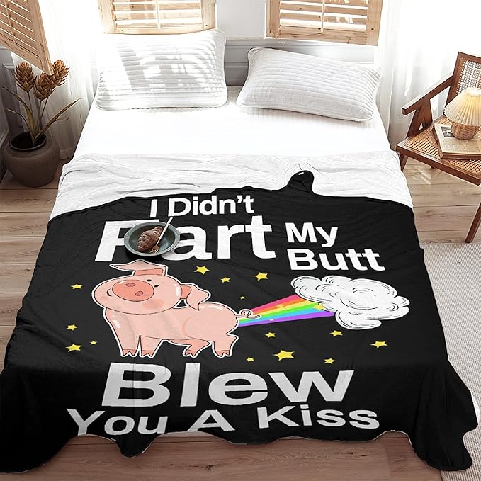 Pig Blanket,Girls Pink Pigs Animal Fleece Lightweight Throws,I Didnt My Blew You A Kiss,Super Soft Sherpa Blankets, for Bed Sofa Couch,Funny Things for Teen Girl Boy,40"x50" for Kids