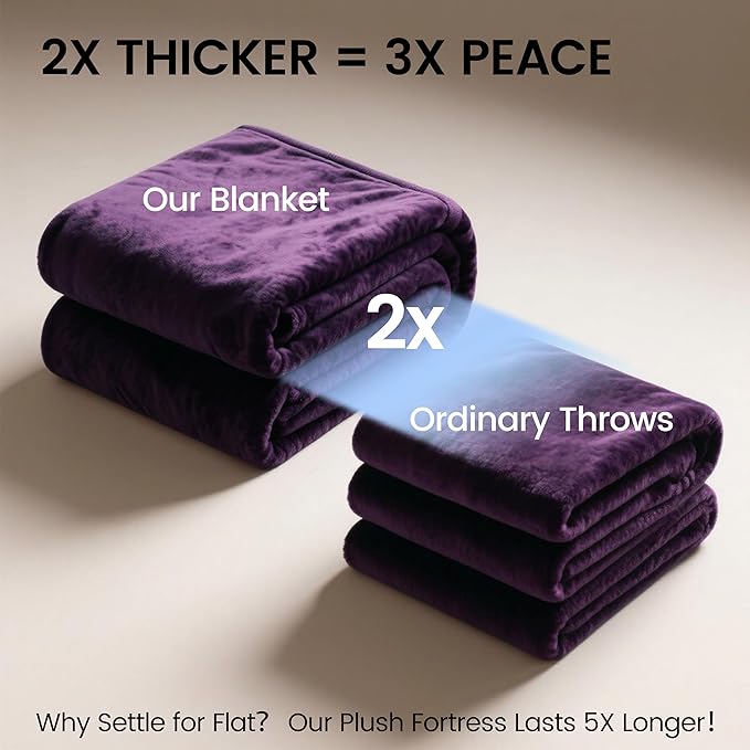 gogobunny Waterproof Bed Blanket, Reversible Sherpa Fleece Throw Blanket for Dog Puppy Cat, Furniture Cover Protects Bed Couch Sofa from Liquid Pee and Pet Fur (Dark Purple, 50x60 inches)