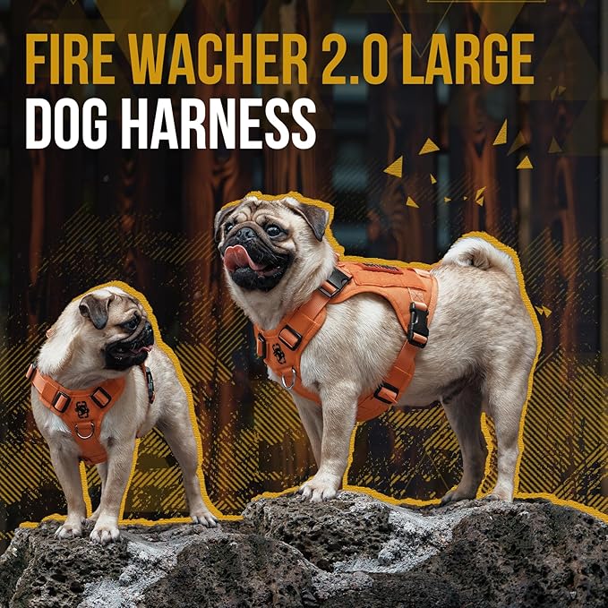 OneTigris Tactical Dog Harness Vest,No-Pull Service Dog Vest with Hook & Loop Panels,Adjustable Dog Vest Harness for Walking Hiking Training(Orange,XXS)