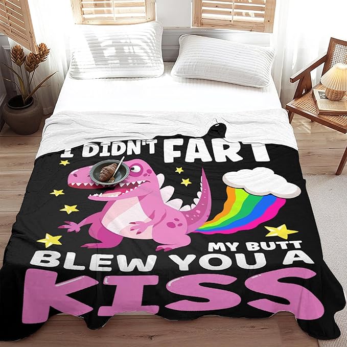 Funny Dinosaur Blanket Gift for Girls Boys- 40x50 Inches Soft Flannel Dino Throws Blankets Funny Gift for Teen Women Men Adult Cute Dinosaur Lover Gifts for Bed Sofa Couch