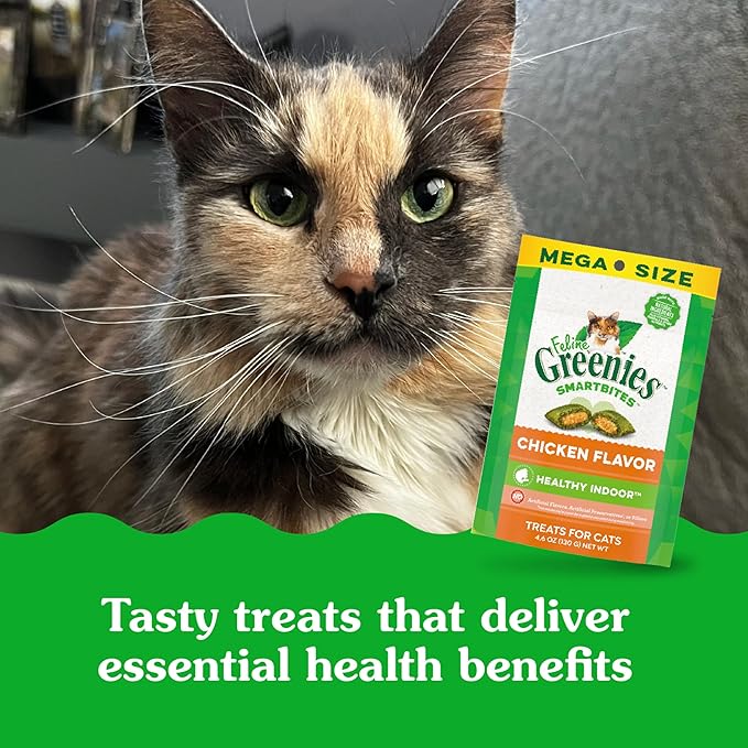 Greenies Feline Smartbites Healthy Indoor Cat Treats, Chicken Flavor, 4.6 oz. Pack