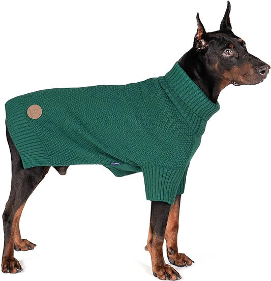 cyeollo Dog Sweater Pullover Turtleneck for Large Dogs, Classic Knitwear Fall Winter Cold Weather Dog Clothes Warm Pet Apparel Small Medium Large Dog Sweaters, Green 2XL
