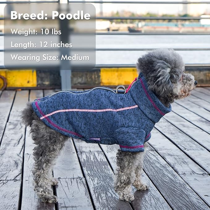 cyeollo Dog Sweater Jacket Fleece Reflective Dog Jackets with D Ring Lightweight Zipper Pet Winter Coats for Indoor and Outdoor Warm Pet Clothes