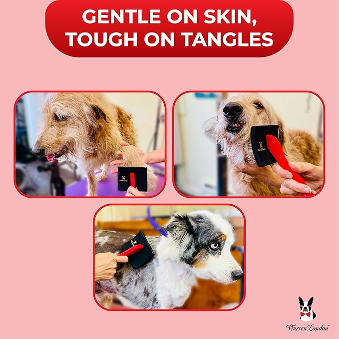 Warren London FurBreeze Pro Max Doodle Brush for Dogs – 4" x 3" Grooming Brush for Long & Thick Coats – Removes Mats & Tangles – Ideal for Goldendoodles, Poodles, Labradors – Professional Groomers