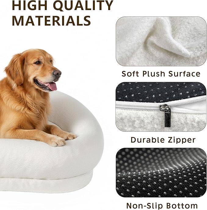 Orthopedic Dog Beds for Large Dogs, High-Density Foam Support Pet Bed with Cloud-Like Bolster Sides, Non-Slip Bottom, Washable Removable Cover, Pet Couch Bed for Medium Large Dogs
