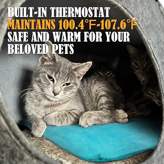 PETNF Outdoor Pet Heating Pad for Cats Dogs, Waterproof Cat Warming Pad Outdoor Outside, Safe Electric Heating Pad for Feral Cat House Heated Dog Bed Mat, 20"X16"