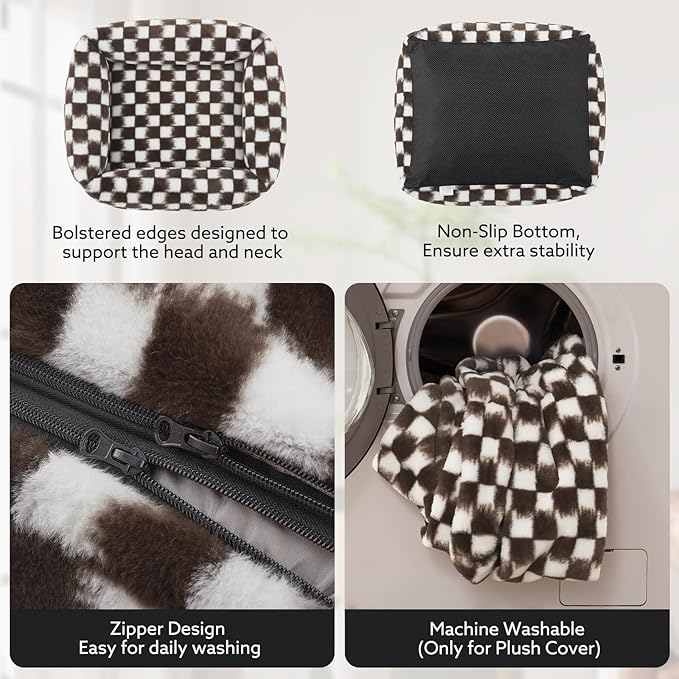 JOEJOY XL Dog Beds Large Sized Dog, Rectangle Washable Orthopedic Corduroy Fleece Pet Bed with Removable Zipper Cover, Cute Soft Calming Puppy Bed with Non Skid Bottom