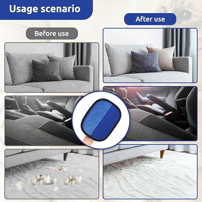 SAWMONG Pet Hair Removal Glove, 2Pcs Cat & Dog Reusable Pet Hair Remover Gloves 2025 New Upgrade, Grooming Pet Hair Remover Tool