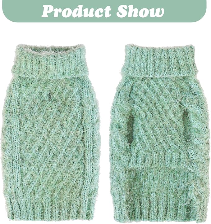 Turtleneck Small Dog Sweaters - Classic Cable Knitwear Winter Coat for Small Medium Dogs Male Female Puppy Dog Cold Weather Clothes Girls Boys, Green, S