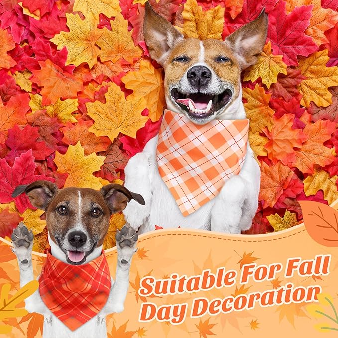 Weewooday 50 Pcs Fall Dog Bandanas Bulk Plaid Bandanas for Dogs Autumn Soft Doggie Bibs Adjustable Triangle Scarves for Small Medium Large Pet Costume(Plaid Pattern, 25.6 x 17.7 x 17.7 Inch)
