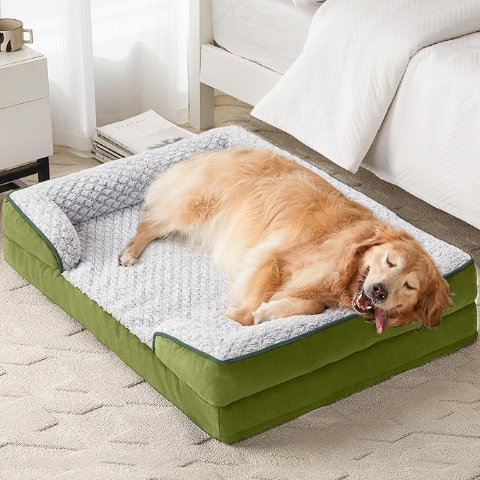 Orthopedic Dog Bed for Large Dogs, Egg Crate Foam Bed for Large Dogs, Equipped with Removable Waterproof Pillow Cover and Anti-Slip Bottom, Pet Bed