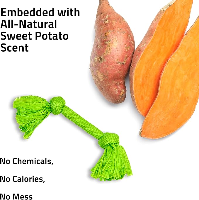 Playology Dog Toys | Dri-Tech Rope Toy Tug of War Rope for Aggressive Chewers | Medium Sweet Potato Scented Toy - Easy to Clean and Made from Non Toxic Materials