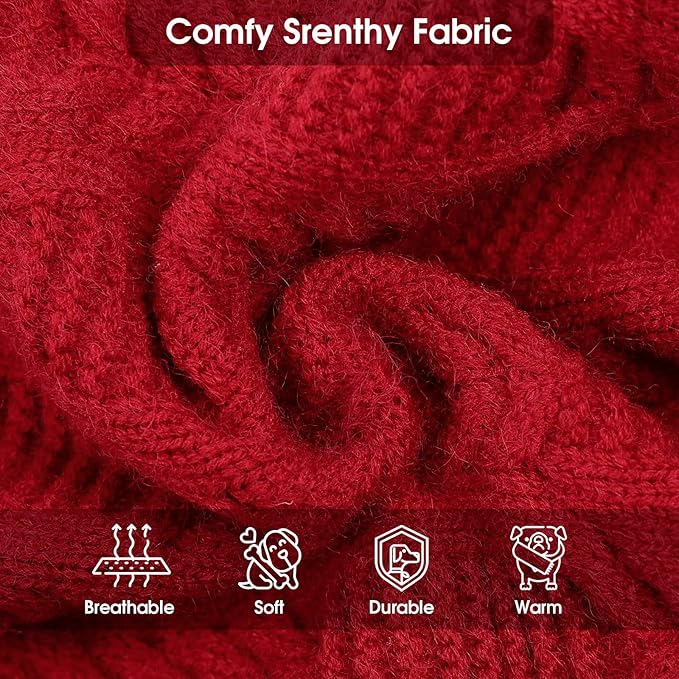 ASENKU XL Dog Sweater, Dogs Sweaters for Extra Large Dogs Girls Boys, Fall Winter Turtleneck Pullover Pet Christmas Sweatshirt,Red XL