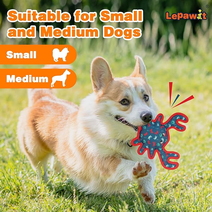 Squeaky Dog Toys, Sturdy Dog Toys for Dogs Indoor Play, Cute Crab Interactive Toy for Small and Medium Dogs